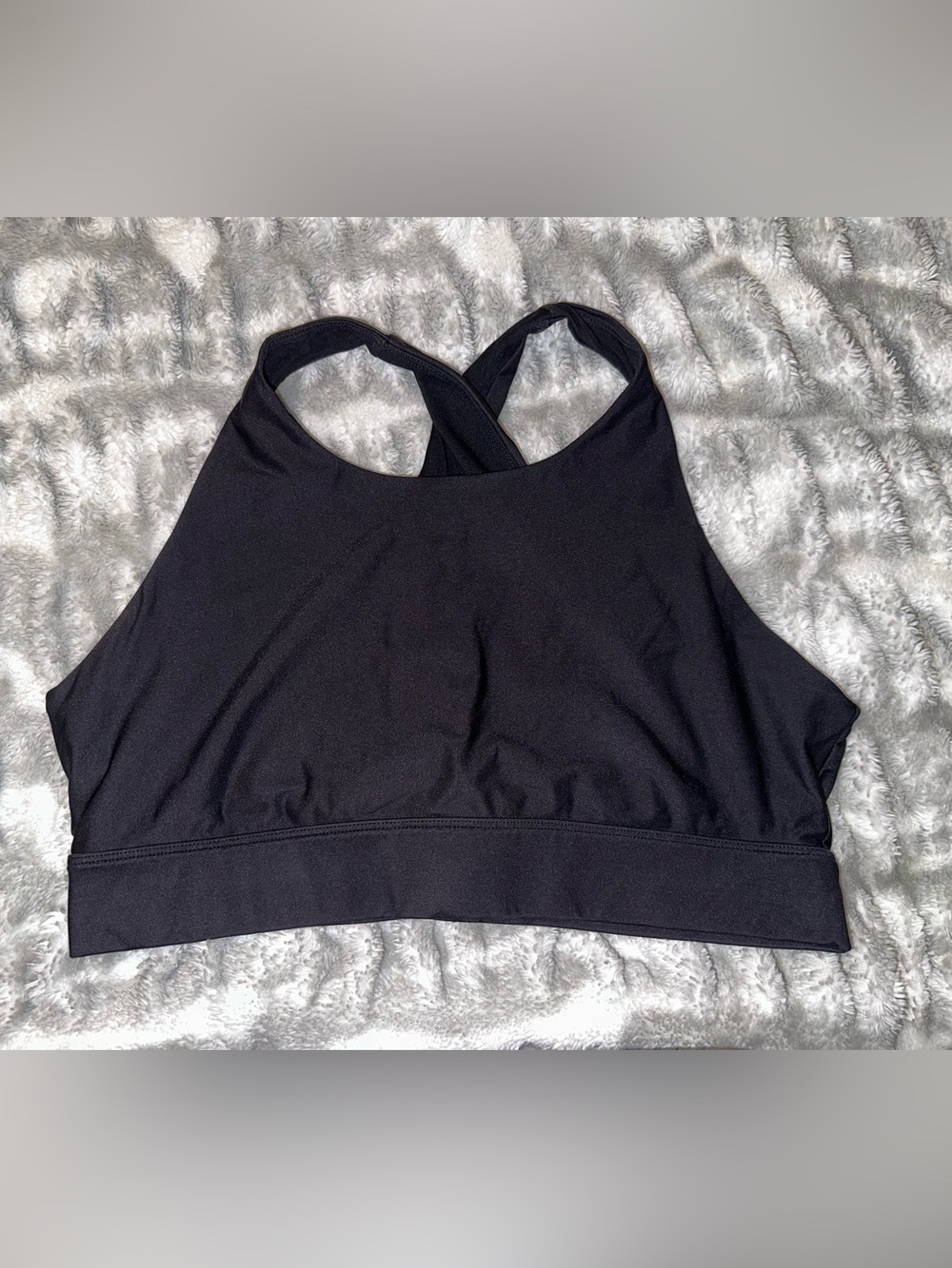 Fabletics Black Crossback High-Neck Sports Bra